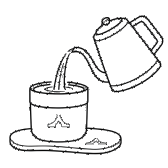 Pour hot water into mug